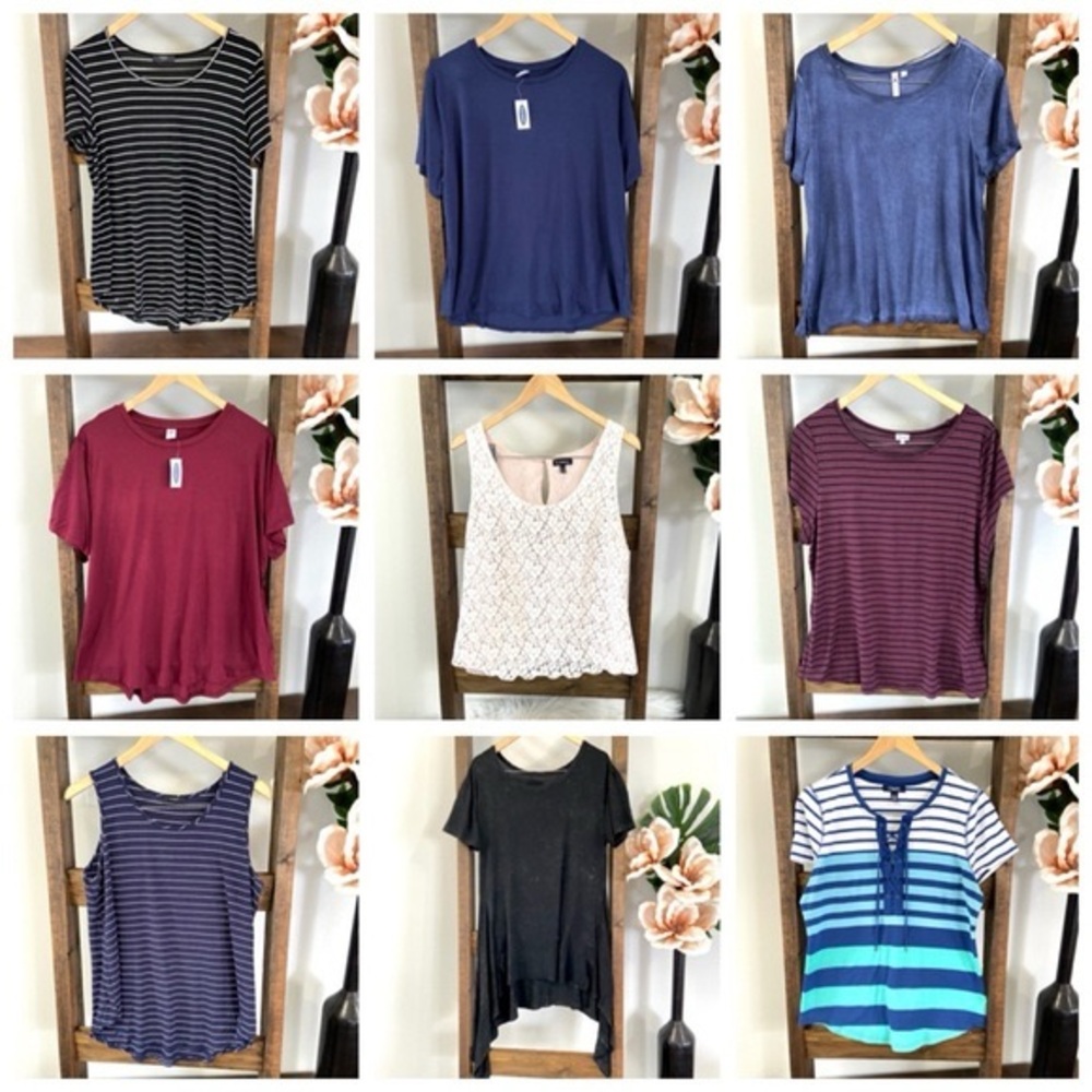 Size large tops lot 9 tees